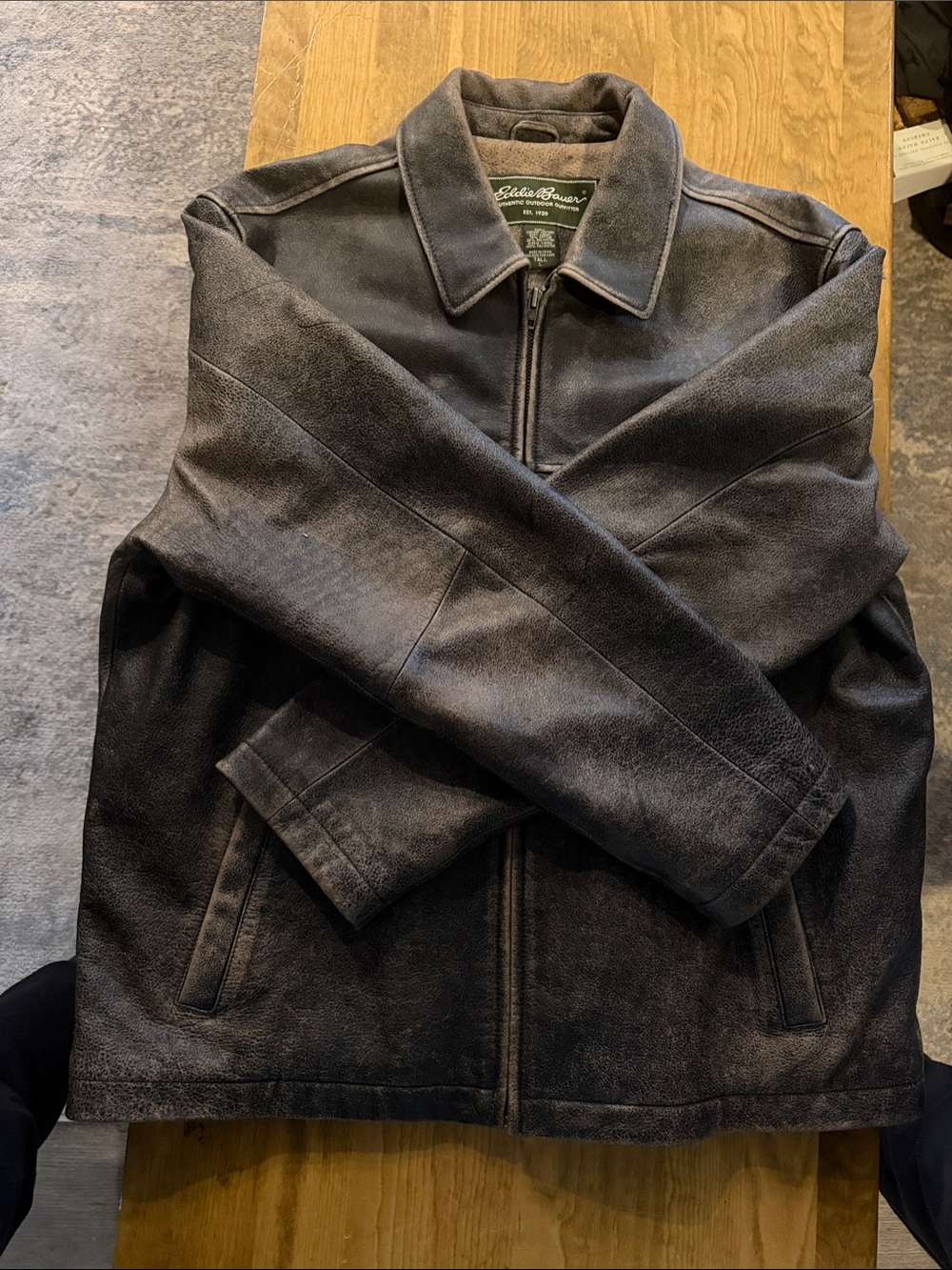 Eddie Bauer Men's Distressed Gray Zip-Up Shirt Jacket